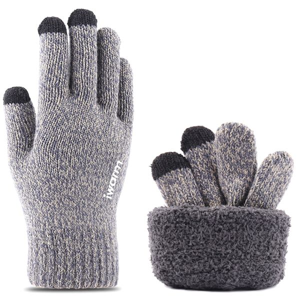 

1pair thicken warm gloves winter autumn men mitten outdoor gloves new comfortable knitted touch screen