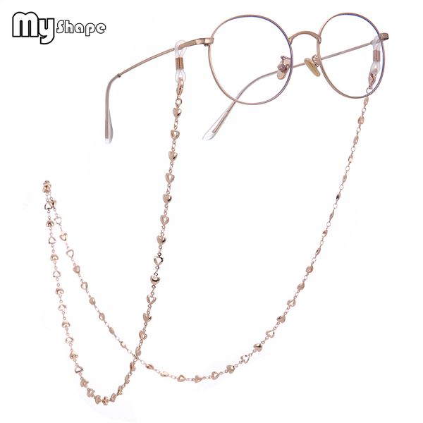 

my shape 78cm heart hollow eye glasses chain gold silver rose plated sunglass chain beads cord eyeglass women eyewear accessory