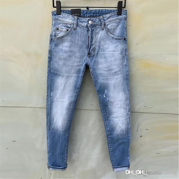 

2020 fashion designer mens jeans slim fashion street card slim-fit washed micro-bomb designer pants mens denim pants hip hop men jeans, Blue