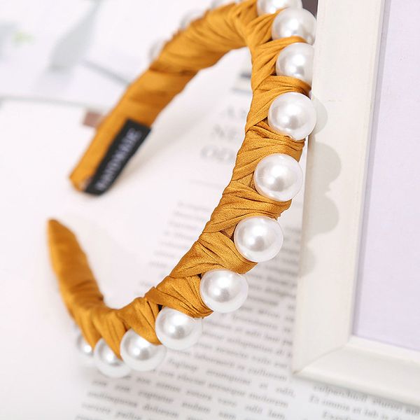 

silk personality pearl headband hair style girl simple and easy with headband alice band cerchietto aliceband sndiv, Black;brown