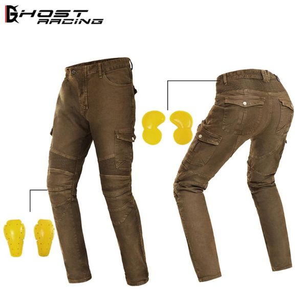 

ghost racing army green motorcycle pants men moto jeans zipper protective gear motorbike trousers motocross pants riding
