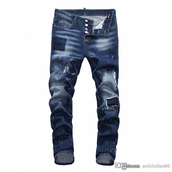 

2020 mens designer jeans solid classic style jeans motorcycle biker denim for men's fashion jeans de designer pour hommes, Blue
