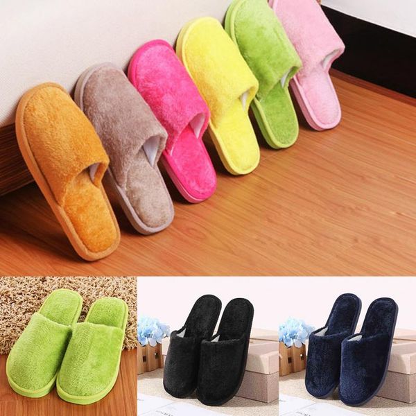 

women men shoes winter warm home slippers fashion couple loafer plush indoor soft couple indoor flip flop slippers #25, Black