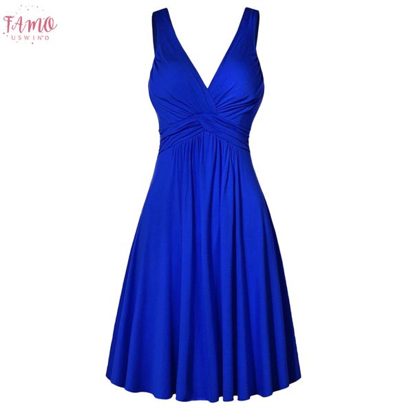 

2020 new summer women dress formal solid plus size v neck sling pleated slim flare party sundress 9032125, Black;gray