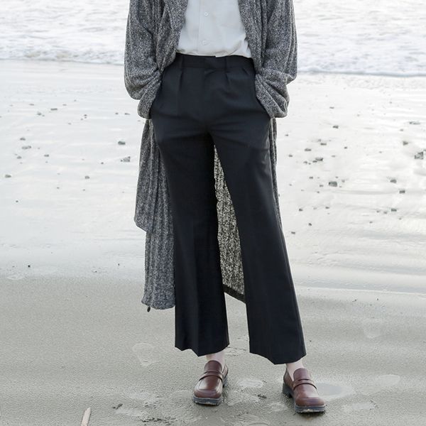 

27-46 new 2019 men's clothing fashion hair stylist hiphop retro wool bellbottoms straight pants plus size costumes, Black