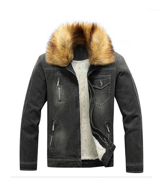 

jeans jackets lapel neck slim fax fur collar fashion style homme clothing pockets casual apparel autumn mens deisnger, Black;brown