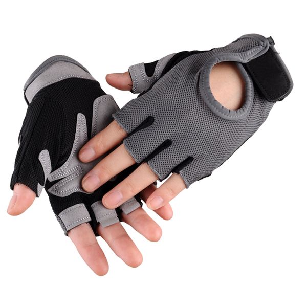 

anti-skid half finger gym gloves sports body building training wrist gloves men & women dumbbell fitness exercise hiking, Black