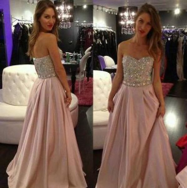 2019 rosa barato baile vestido festa strapless beading sparkly cristal dresses vestidos de noite desgaste elegante vestido formal longo doc doce 16