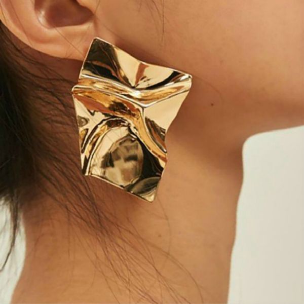 

2019 new unique metal drop earrings trendy gold color round statement earrings for women new arrival wing fashion jewelry, Silver