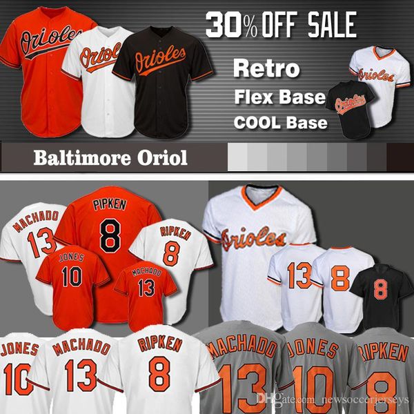 

Baltimore 13 Manny Machado Oriol jersey 12 Roberto Alomar 8 Cal Ripken Jr. 10 Adam Jones Baseball Jerseys