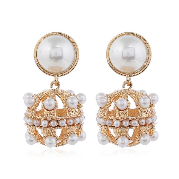 

fashion simple temperament new trend earrings retro thin round pearl earrings, Golden;silver