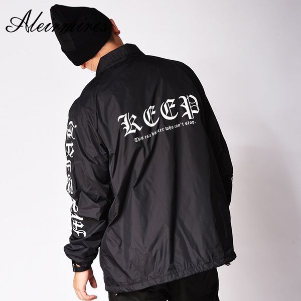

men's jackets hiphop streetwear men poppin jacket spring autumn letters printed turn down collar street dance loose pink / black, Black;brown