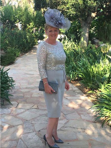 

plus size mother of bride dress short column sparkly lace long sleeve knee length mother of groom suit wedding party gowns, Black;red