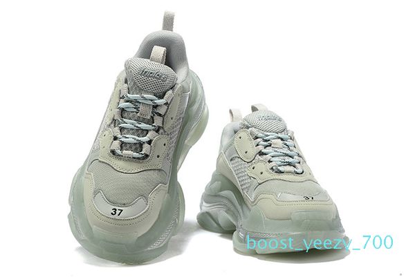 

2019 luxury paris triple s 3.0 crystal bottoms vintage height platform sneakers fashion mens women red golden grey designer casual shoes b70, Black