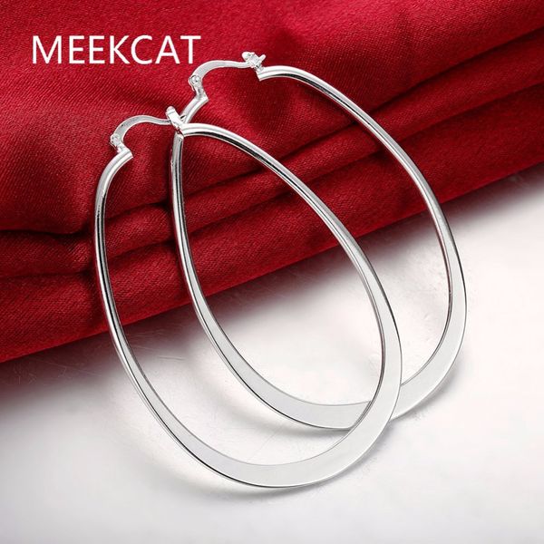 

flat u creole big circle hoop earrings 925 stamped silver plated orecchini fashion new jewelry brincos de prata, Golden;silver