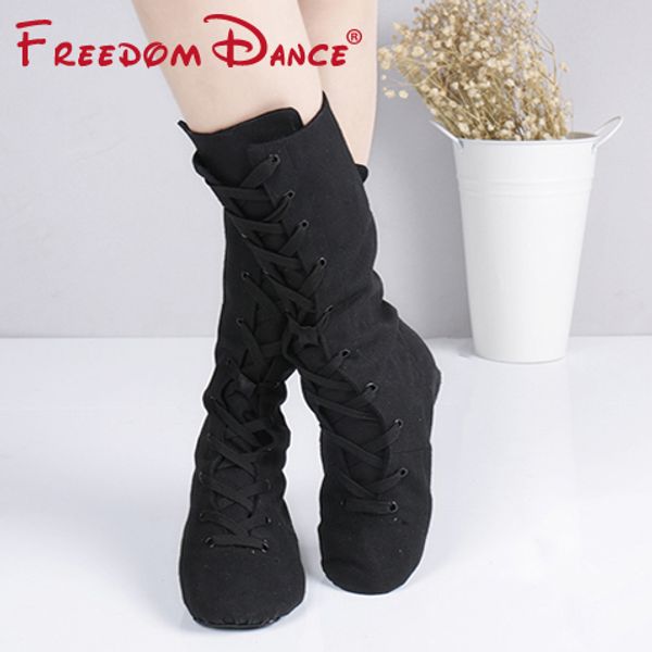 

canvas jazz dance boots for dance studios lace-up high boot gym yoga fitness karate shoes dancing sneakers ing
