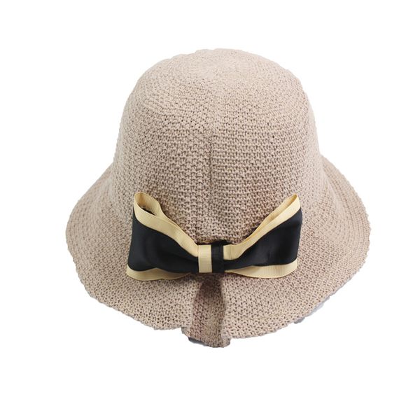 

summer cotton bucket hat folderable bowtie solid sun hat, Blue;gray