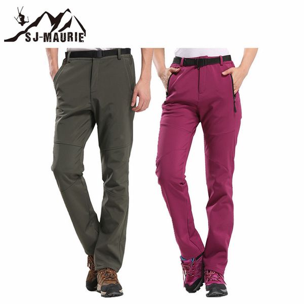 

pants outdoor -20 degree hiking trousers winter fleece softshell pants man women skiing camping waterproof trekking, Black;blue