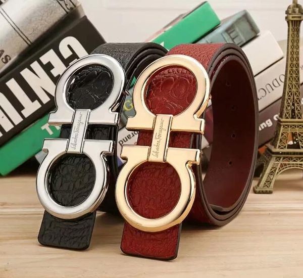 

2019 new men and women black belt leather letters with brass belt gift box sales first, Blue;gray