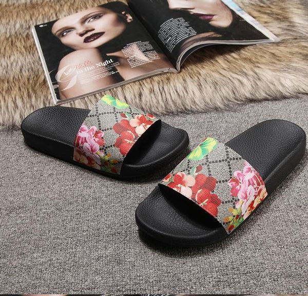 

with box 2018 slides summer designer beach indoor fashion flat g sandals slippers house flip flops with spike sandal, Black