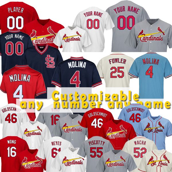 

Customized 46 Paul Goldschmidt Cardinals Baseball Jersey St. Louis 4 Yadier Molina 1 Ozzie Smith 25 Dexter Fowler Retro Jerseys