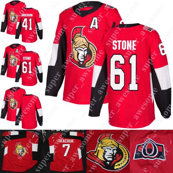 

61 Mark Stone Jersey 41 Craig Anderson Hockey Jerseys Red BLANK