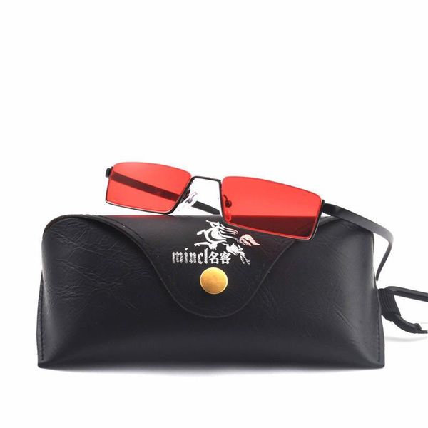

mincl/ small square sunglasses men vintage metal frame 2018 black yellow red lens small sun glasses for women punk sunglas fmldr3574, White;black