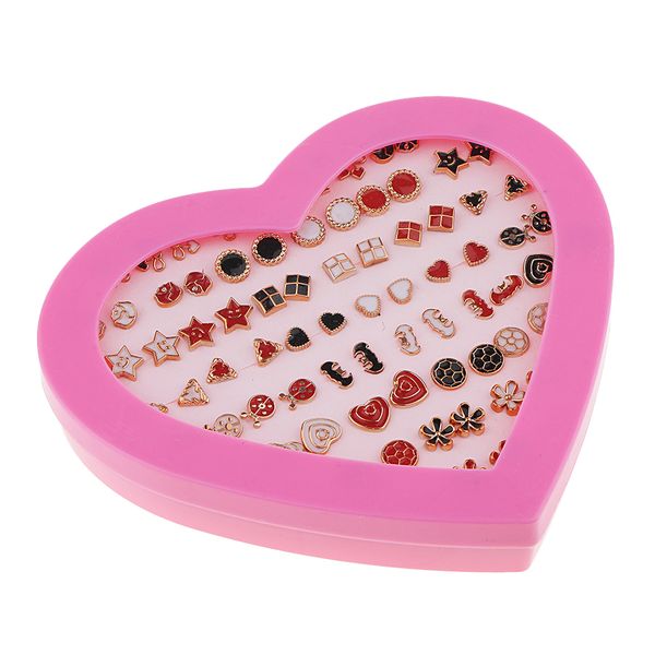 

36 Pairs Enamel Ear Stud Mixed Style Colorful Earrings School Girl Jewelry, Golden