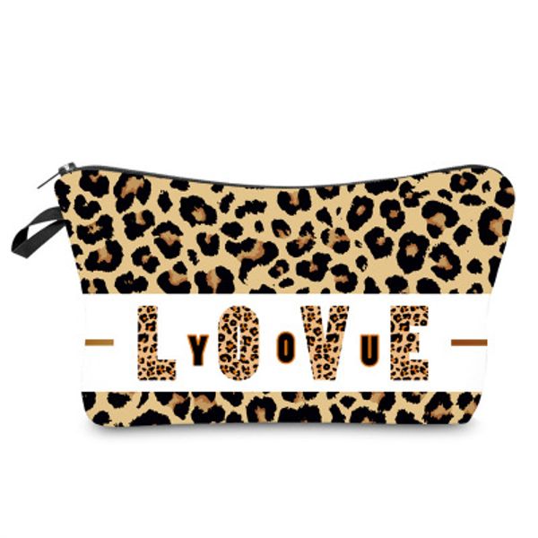 

женская дизайнер leopard сцепления люблю тебя печати cosmetic bag женский многофункциональный travel сумка для хранения 2020 горячие для опт