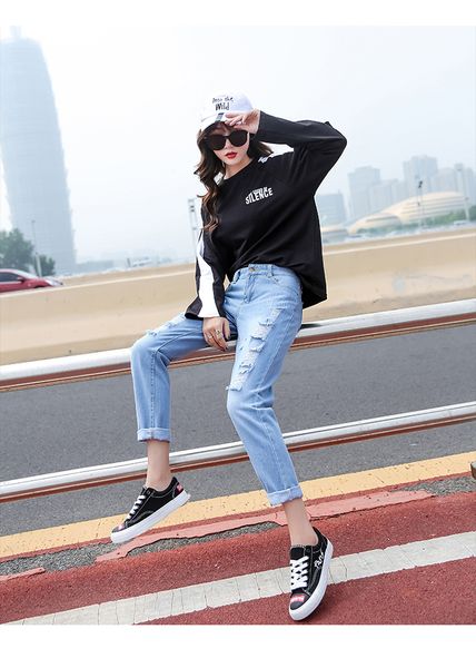 

светло-голубой харлан джинсы женщины straight облегчение trend, Blue