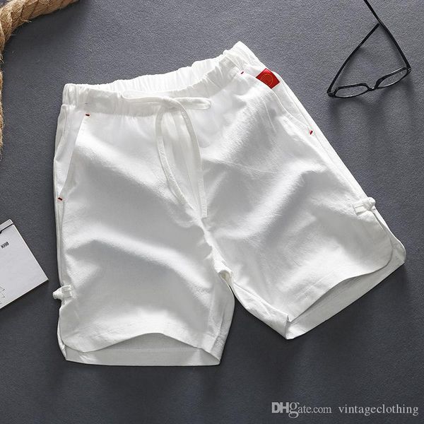 

летние повседневные шорты мужчины льняной хлопок твердые свободные человек шнурок мягкие удобные шорты плюс размер -5xl, White;black