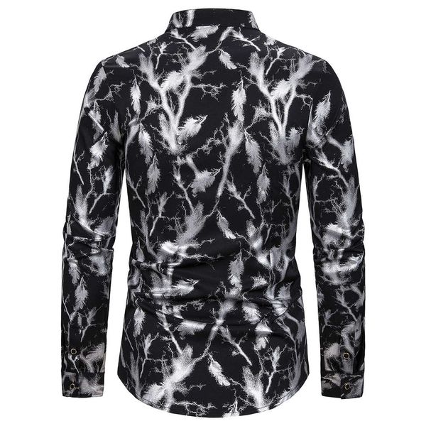 

men's new style fashion hawaiian stamped long sleeve dress casual shirt printed long-sleeved blouse shirts camisas hombre men, White;black