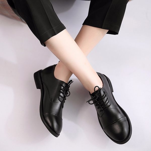 

oxfords shoes for women brogue shoes lace up ladies black leather woman low heels platform plus size flats