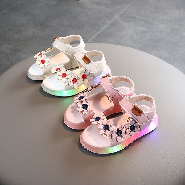 

2020 girls sandals flowers sweet soft children's beach shoes kids summer floral sandals princess fashion cute, Black;red