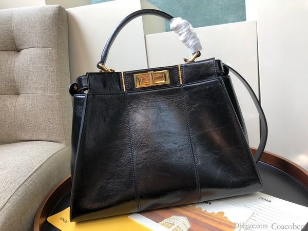 

elling classic women genuine leathew shr real oxidizing luxury handbag pillooulder bag tote purse speedy 33cm 1002