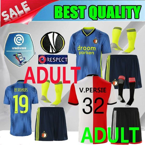 

kits 2019 feyenoord home v.persie larsson soccer jerseys 19 20 feyenoord away vilhena jorgensen 2020 men blue red football shirt, Black;yellow
