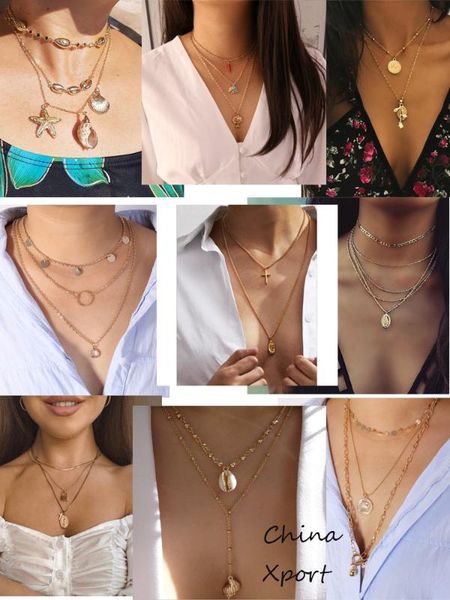 

beach sea theme women multi layers necklaces beautiful selling necklaces jewelry accessories girl necklace many nice models, Silver