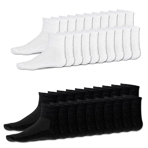 

20 х пар mens cotton rich спортивные носки работы спортивные носки размер 6-10 белый черный, Black