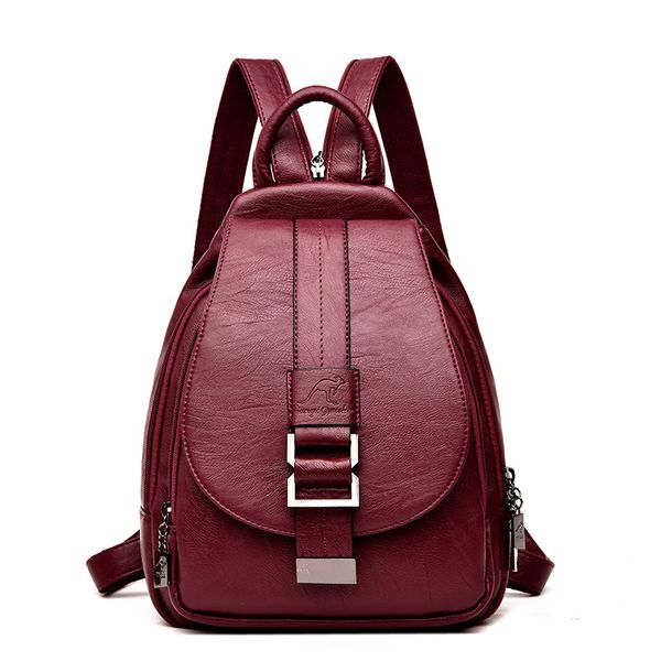 

women leather backpacks vintage female shoulder bag sac a dos travel ladies bagpack mochilas school bags for girls preppy 2019