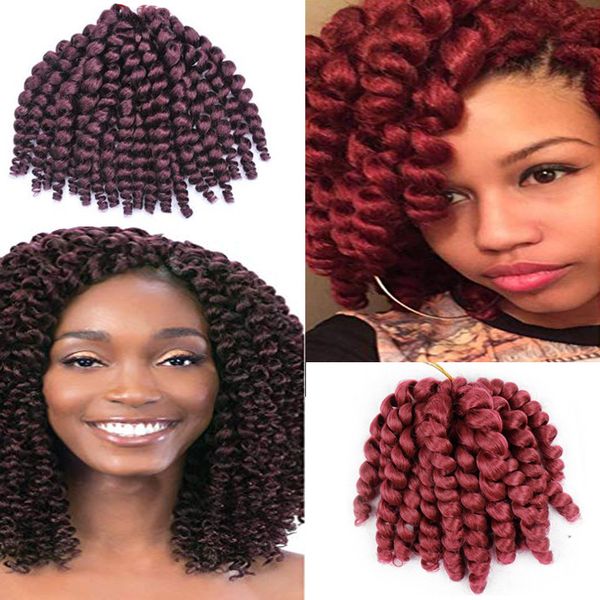 5 pacchi da 8 pollici giamaicano rimbalzo capelli all'uncinetto bacchetta ricciolo capelli sintetici trecce all'uncinetto 8 pollici 20 fili / confezione afro intrecciare i capelli intrecciati