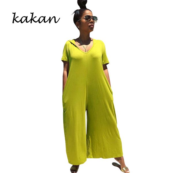 

kakan summer new women's loose loose jumpsuit fashion hooded jumpsuit red light green, Black;white