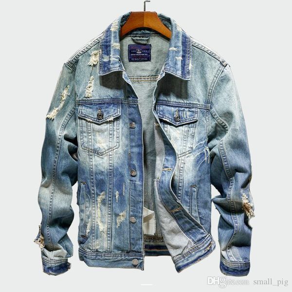 

2019 denim men jackets cowboy slim fit bomber jacket men's ripped jean jacket hip hop streetwear coats chaqueta hombre 4xl ml241 yx16, Black;brown