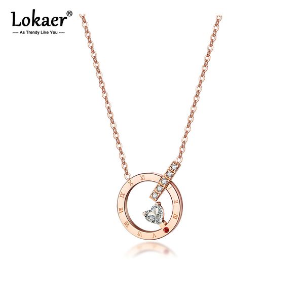 

lokaer trendy roman numerals mosaic crystal heart pendant necklaces stainless steel chain link choker necklace for girl ogx1560, Silver