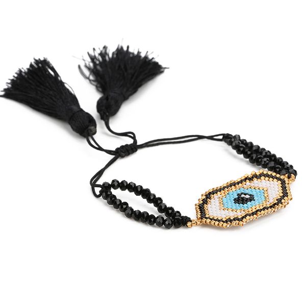 

evil eye tassel multi color rope wrap bracelets for women bohemian delicas bead beadwor bracelets men pulsera friendship jewelry, Golden;silver