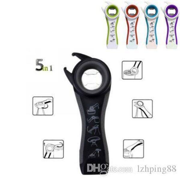 

5 in 1 creative multifunction stainless steel manual can opener beer bottle opener jar opener kitchen tool kitchen gadgets