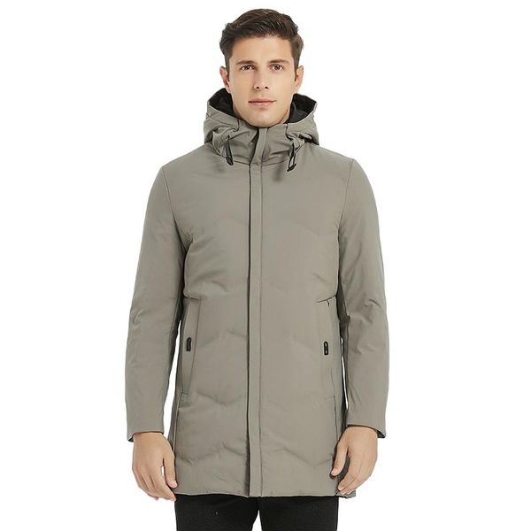 

new winter tooling men's trend handsome 90% white duck down jacket thick waterproof windproof long coat doudoune homme, Black