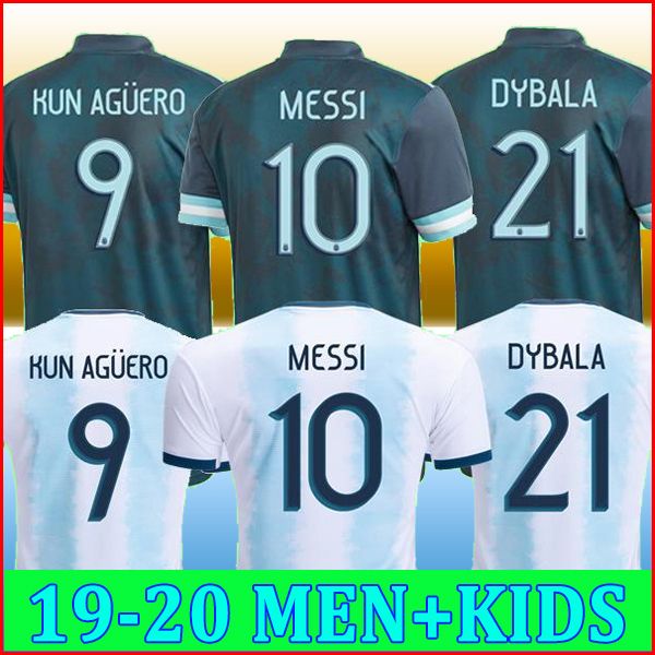 

19 20 Аргентина футбол Джерси Копа Америка 2020 Аргентина футбол футбол топ рубашка MESSI DYBALA Агуэро мужчины + Детский комплект наборы равномерные
