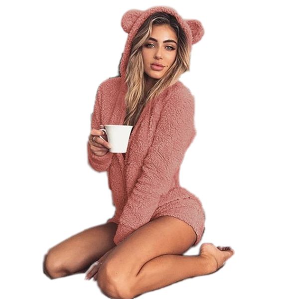 

women pajama for adults autumn winter hooded ear fleece onesie women velvet onesies pajamas, Blue;gray