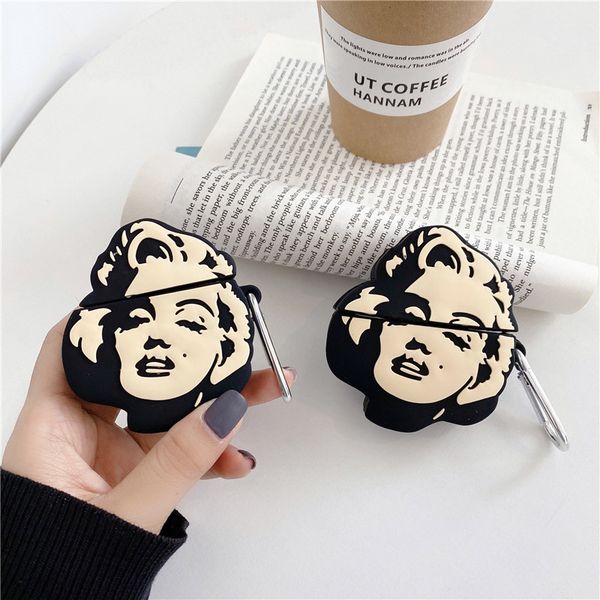 

silicone marilyn monroe beauty bluetooth wireless headset cover for apple airpods 1 2 pro charging case