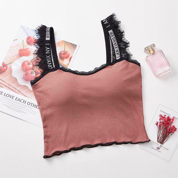 

fashion letter shoulder strap camisole women padded tank summer bling bling girl sleeveless, Black;white